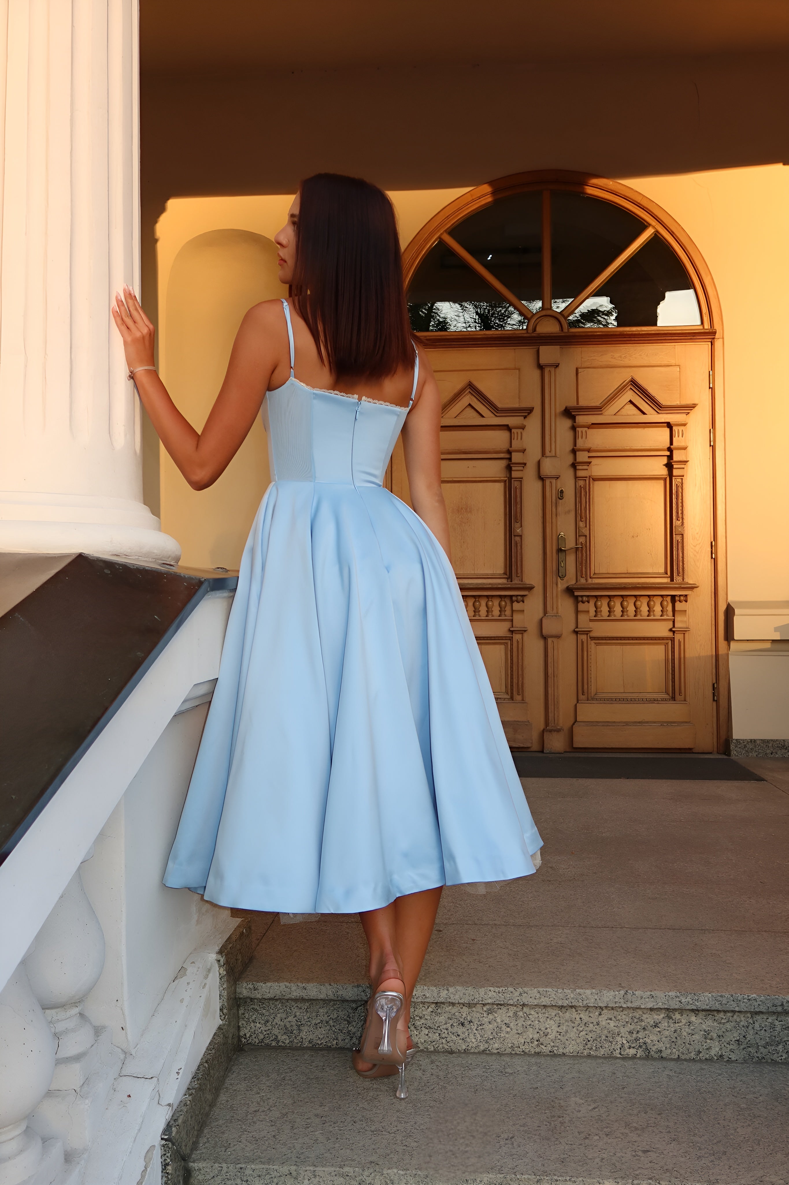 Norae | Women’s Stretch Midi Dress With Pockets Comfortable