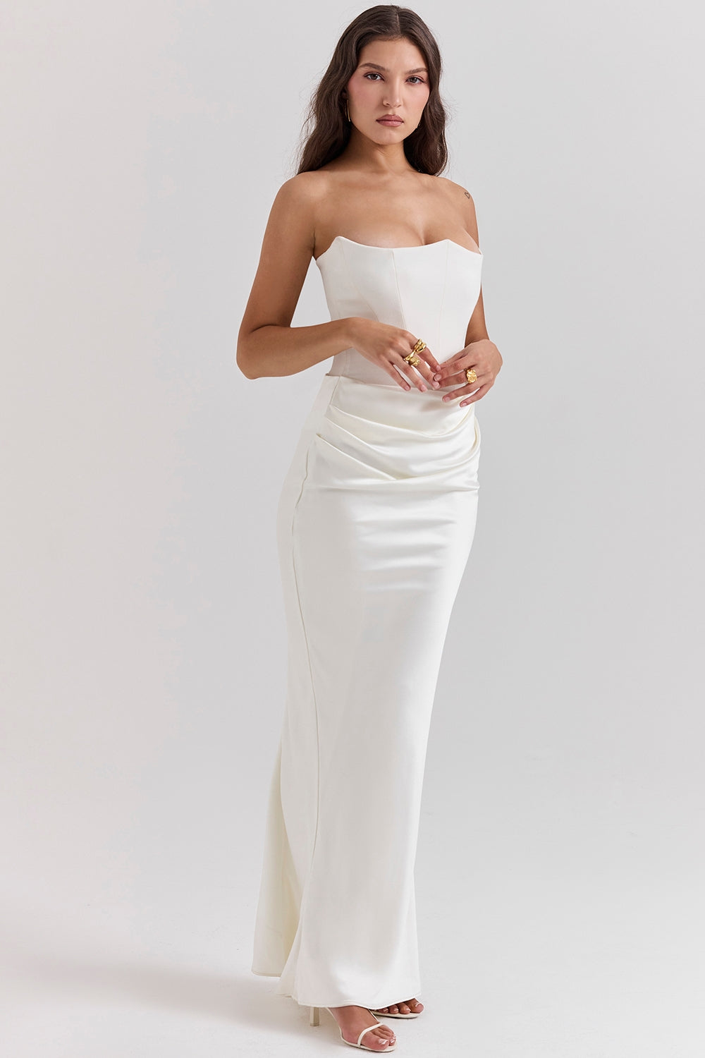 Norae | Women’s Strapless Maxi Dress Corset Fit Formal Gala Outfit