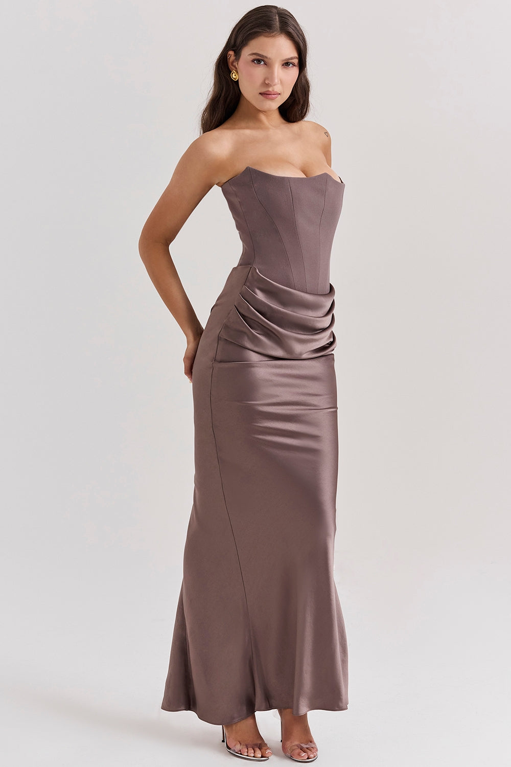 Norae | Women’s Strapless Maxi Dress Corset Fit Formal Gala Outfit