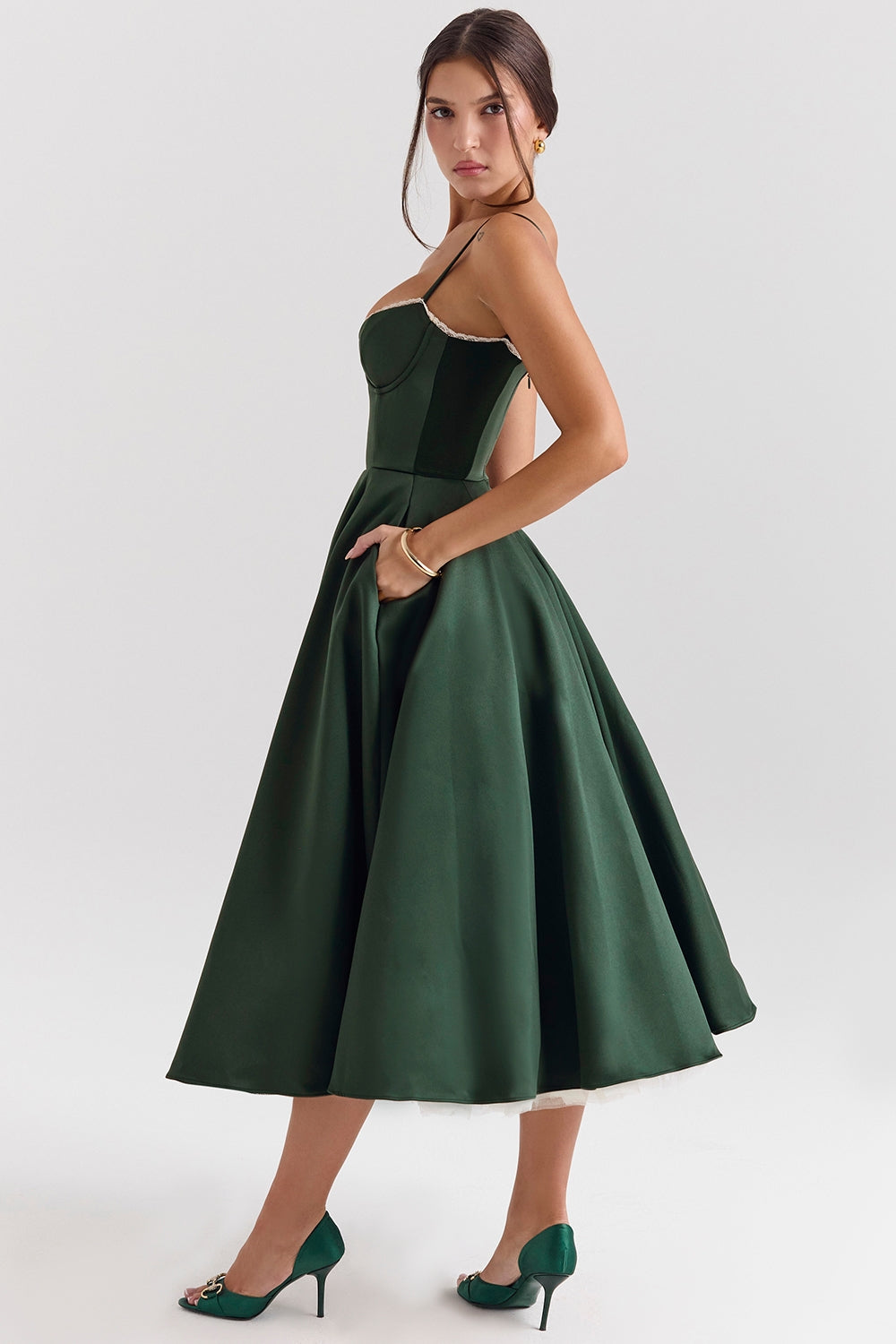 Norae | Women’s Stretch Midi Dress With Pockets Comfortable