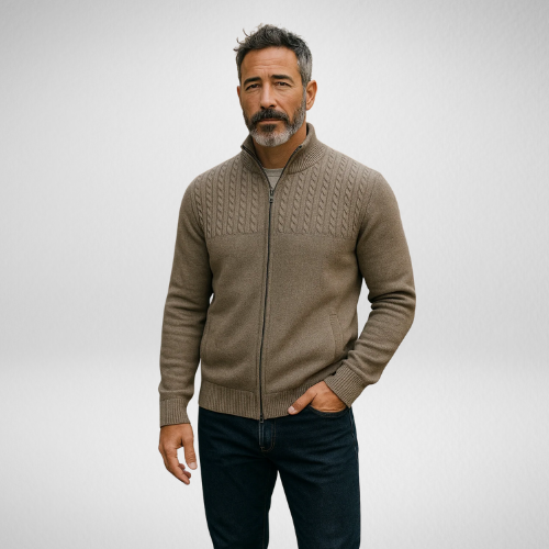 Wool-Blend Zip Cardigan