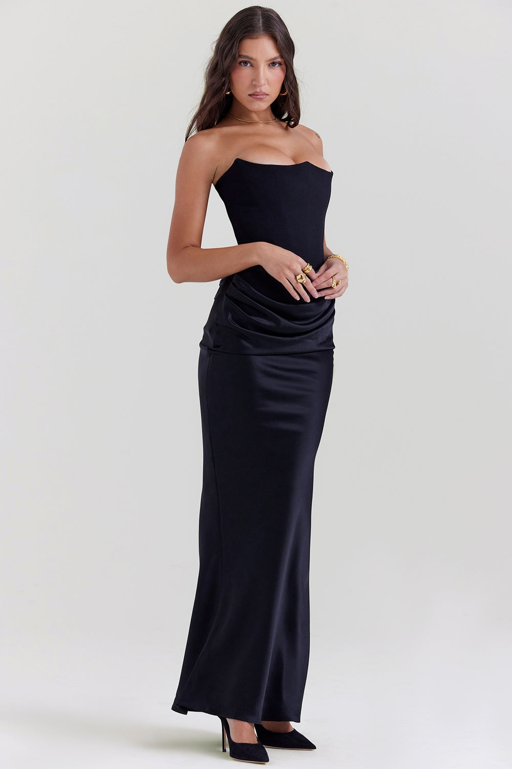 Norae | Women’s Strapless Maxi Dress Corset Fit Formal Gala Outfit